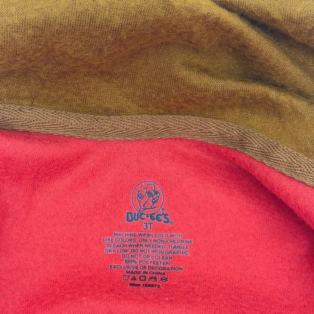 Buc-ee's Beaver Toddler 3T Fleece Hooded One Piece Pajamas Suit Brown Red